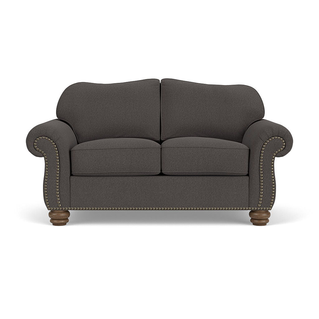 Bexley  Leather Loveseat, Nailhead Trim  Black