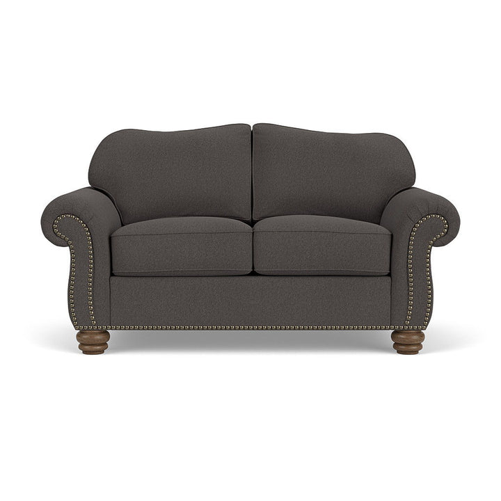 Bexley  Leather Loveseat, Nailhead Trim  Black