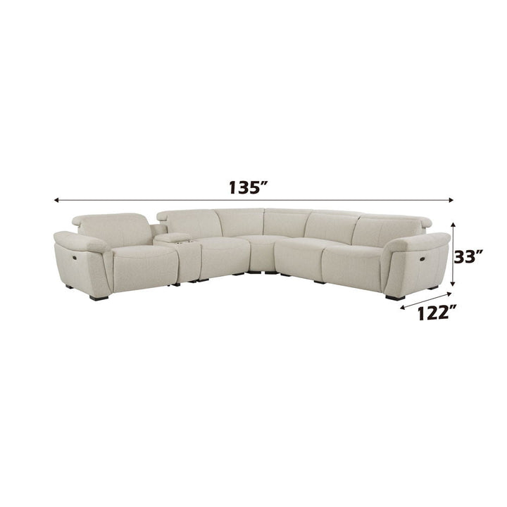 Dayana - Power Motion Sectional Sofa - Beige Boucle