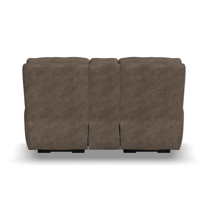 Strait Leather Power Reclining Loveseat with Console &amp; Power Headrests