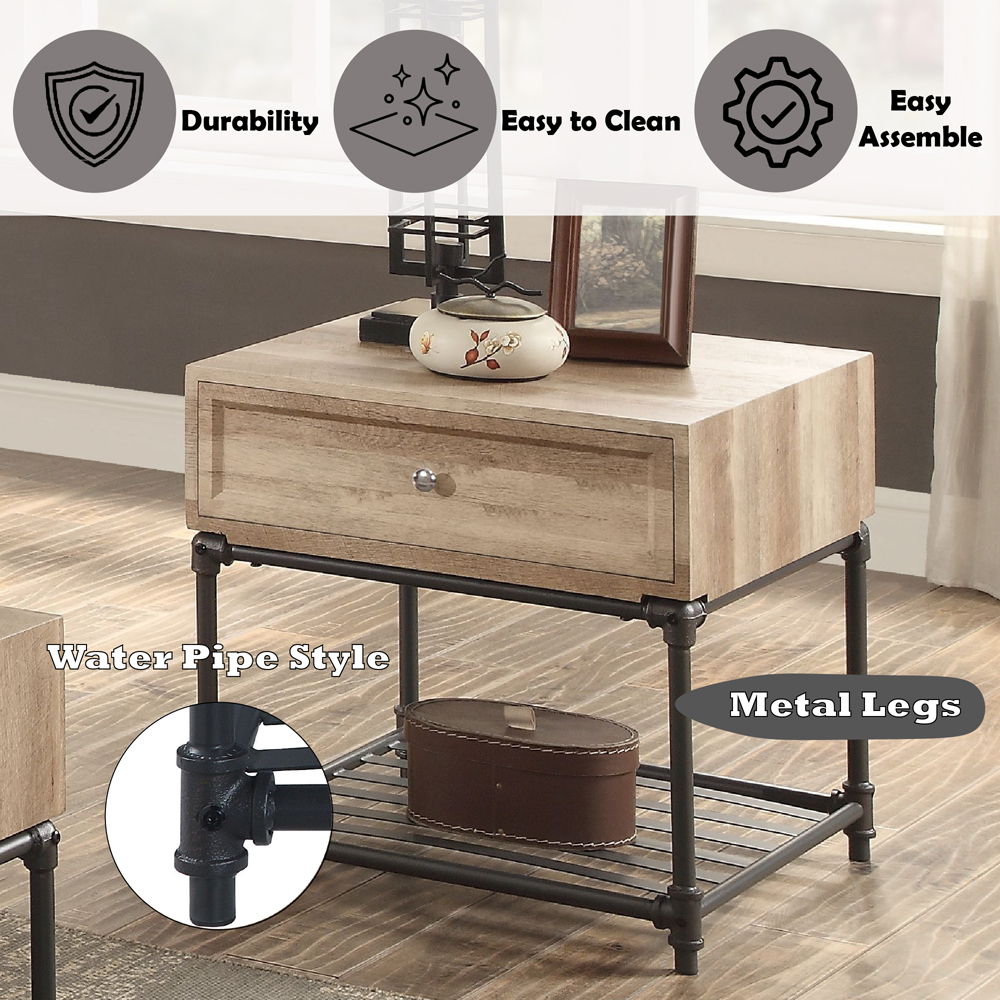 Brantley II - End Table - Oak & Sandy Black