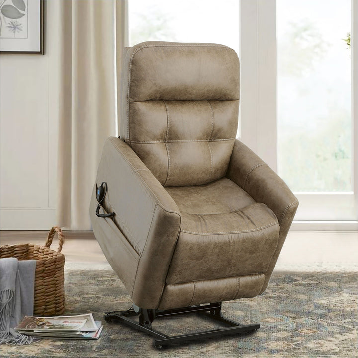 Kenner Power Lift Recliner With Power Headrest &amp; Lumbar Sand