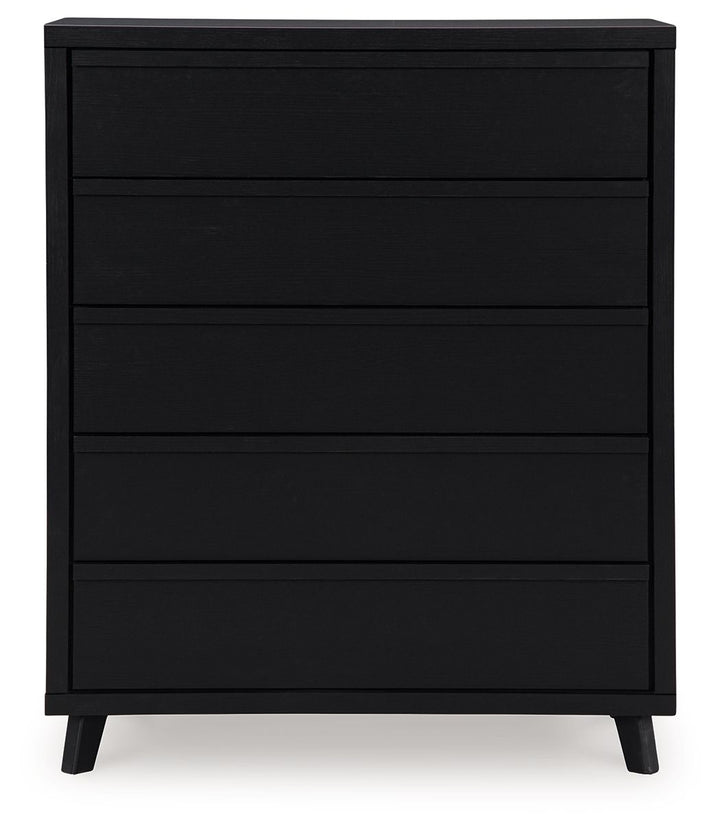 Danziar - Five Drawer Wide Chest - Black