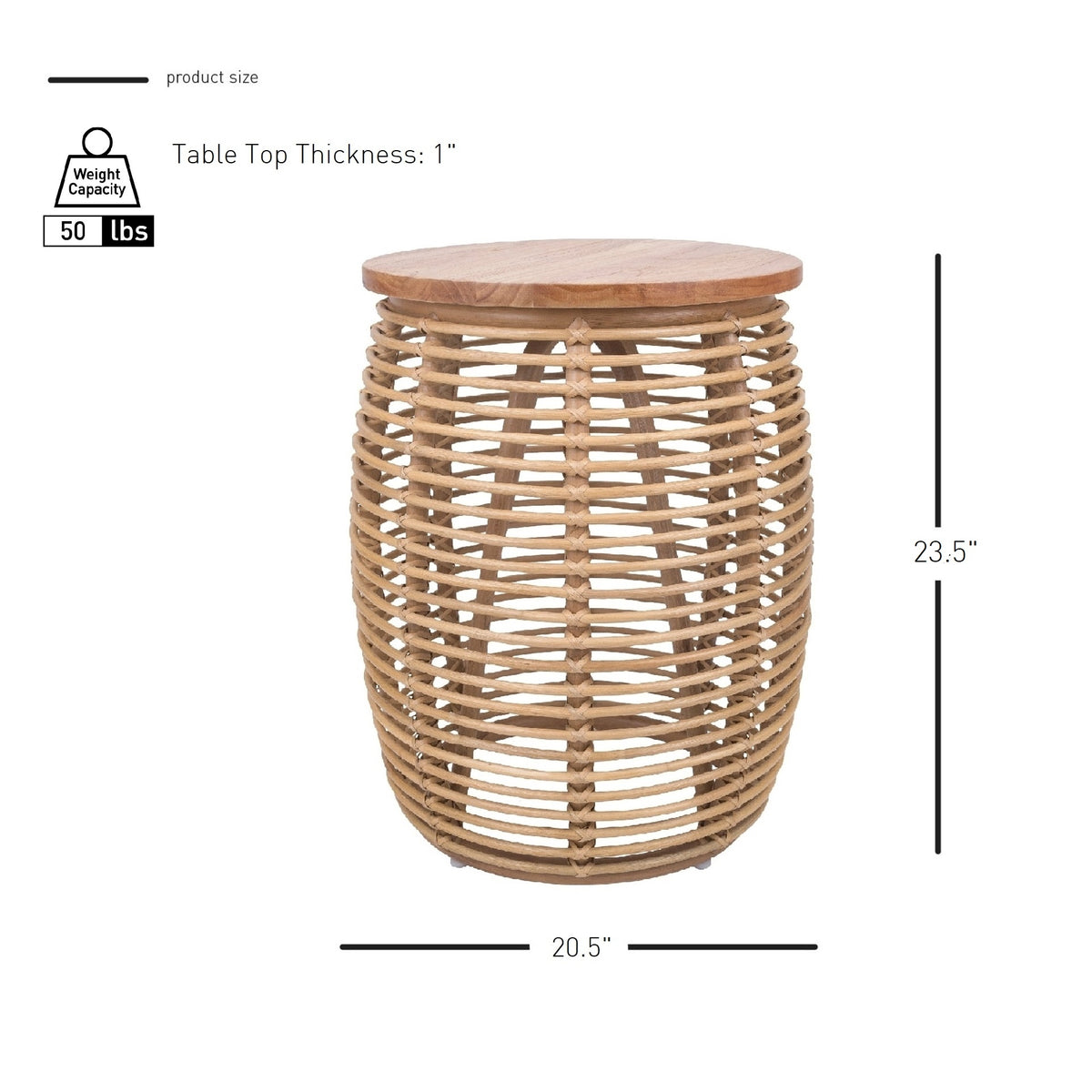 Iris Rattan Side/End Table - Honey - view 2
