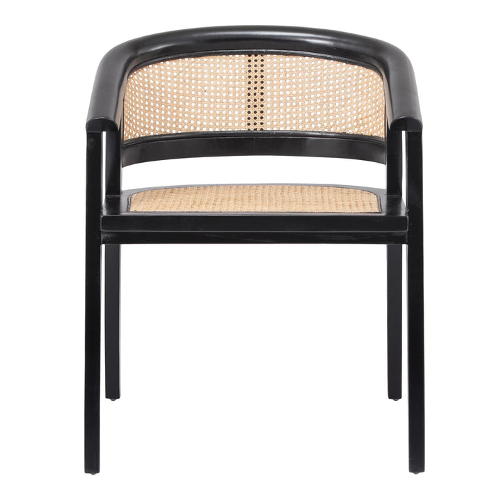 Seine Mahogany Rattan Dining Arm Chair - Black/Natural - view 3