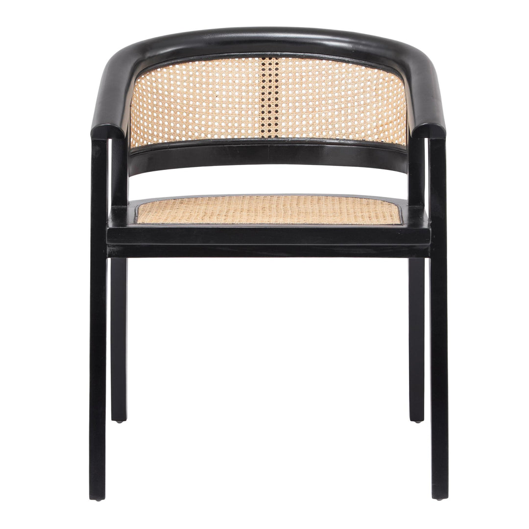 Seine Mahogany Rattan Dining Arm Chair - Black/Natural - view 3