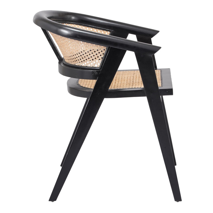 Seine Mahogany Rattan Dining Arm Chair - Black/Natural - view 4