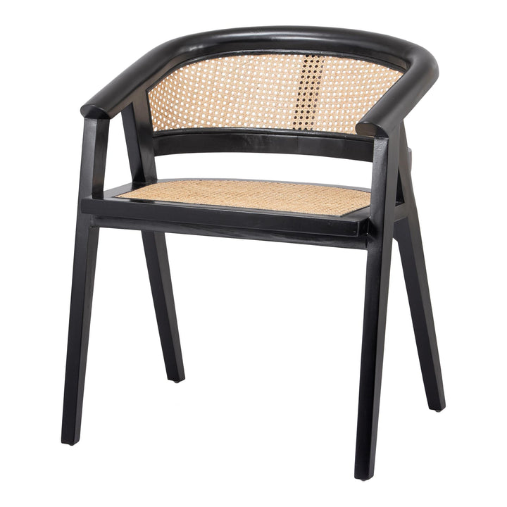 Seine Mahogany Rattan Dining Arm Chair - Black/Natural