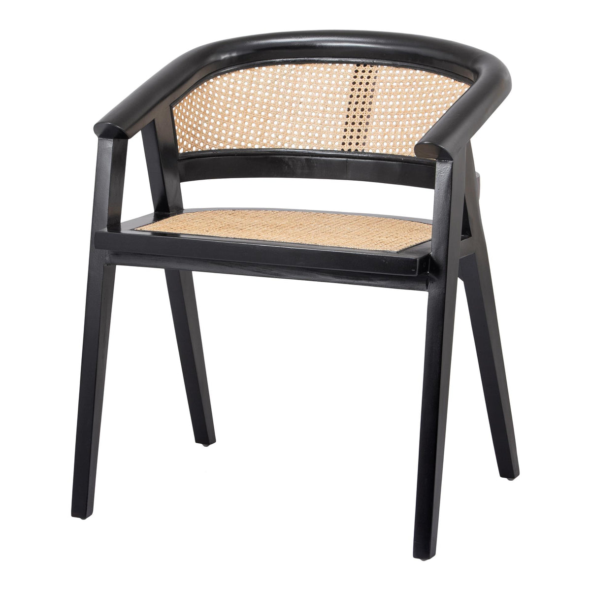 Seine Mahogany Rattan Dining Arm Chair - Black/Natural