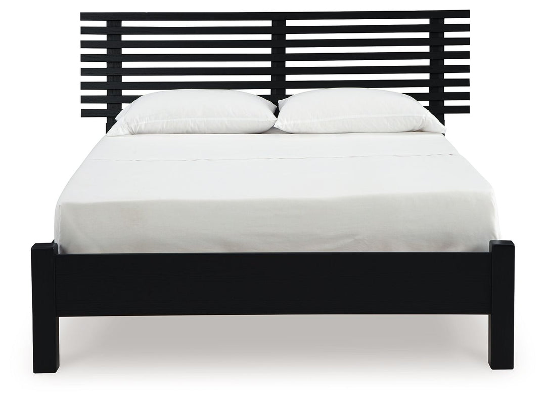 Danziar - Queen Slat Panel Bed With Low Footboard - Black by Ashley Furniture product image