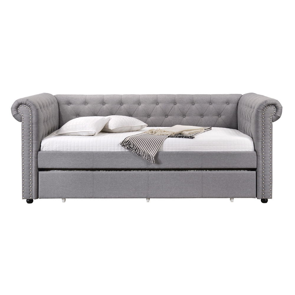 Justice - Twin Daybed With Trundle - Smoke Gray Fabric