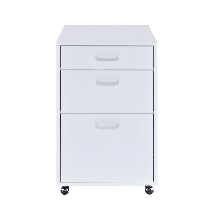 Coleen - File Cabinet - White High Gloss & Chrome