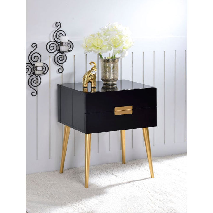 Denvor - End Table - Black & Gold