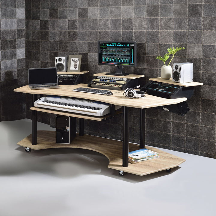 Eleazar - 83" Music Studio Desk - Natural Oak
