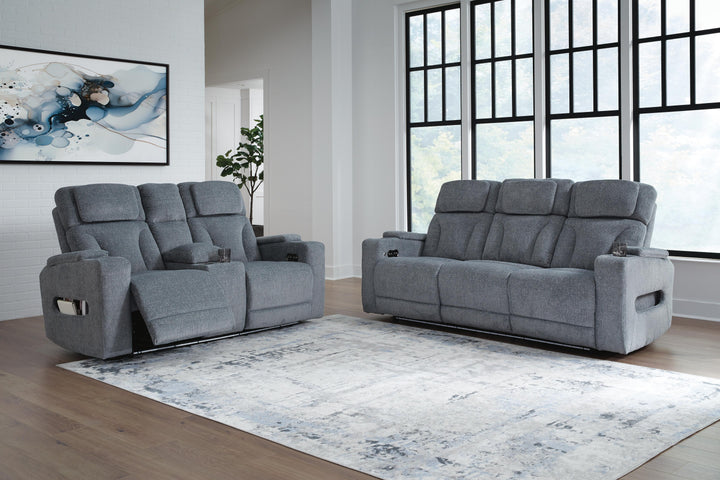 Studio Cave Power Reclining Sofa and Loveseat - Steel (2)