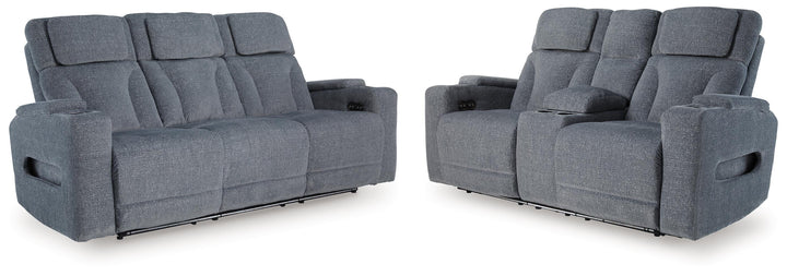 Studio Cave Power Reclining Sofa and Loveseat - Steel (1)