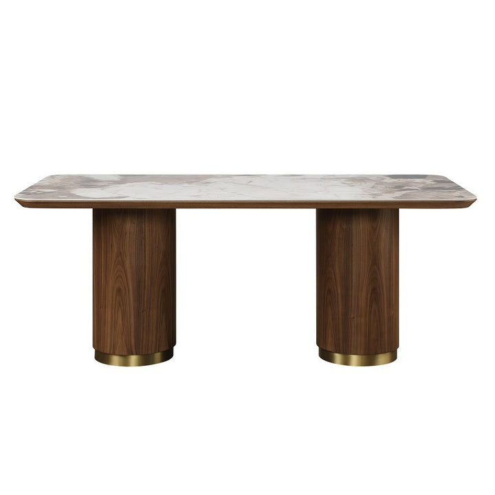 Willene - Dining Table With Ceramic Top - Ceramic Top & Walnut