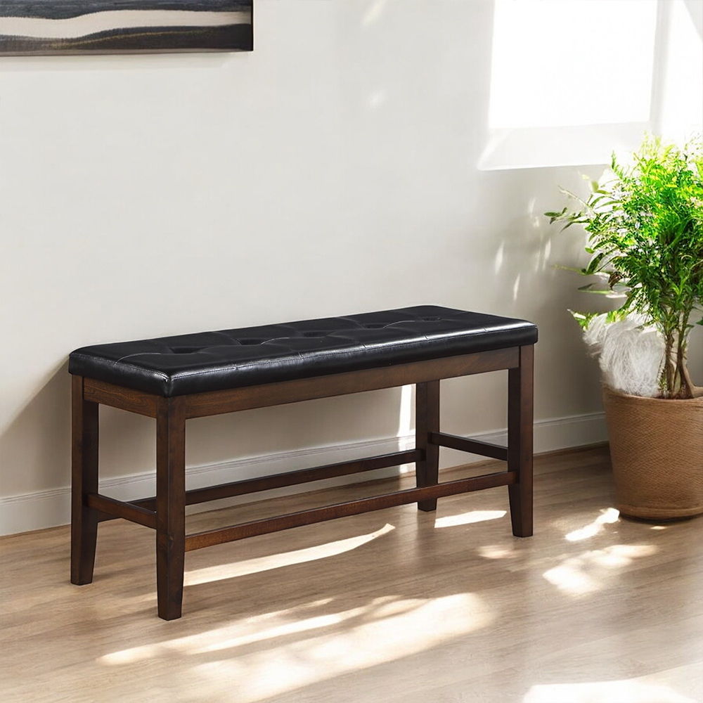 ACME Furniture Urbana Counter Height Bench Black Synthetic Leather & Es