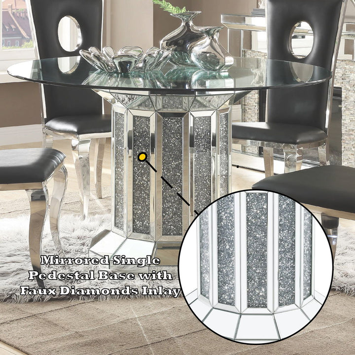Noralie - Dining Table - Clear Glass Top & Mirrored & Faux Diamonds
