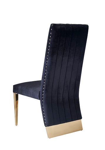 Keisha - Modern Black Velvet and Gold Dining Chair Set of 2