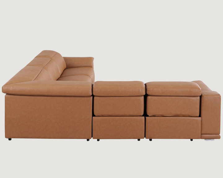 DivanItalia Cognac 5-Piece Power Reclining Sectional