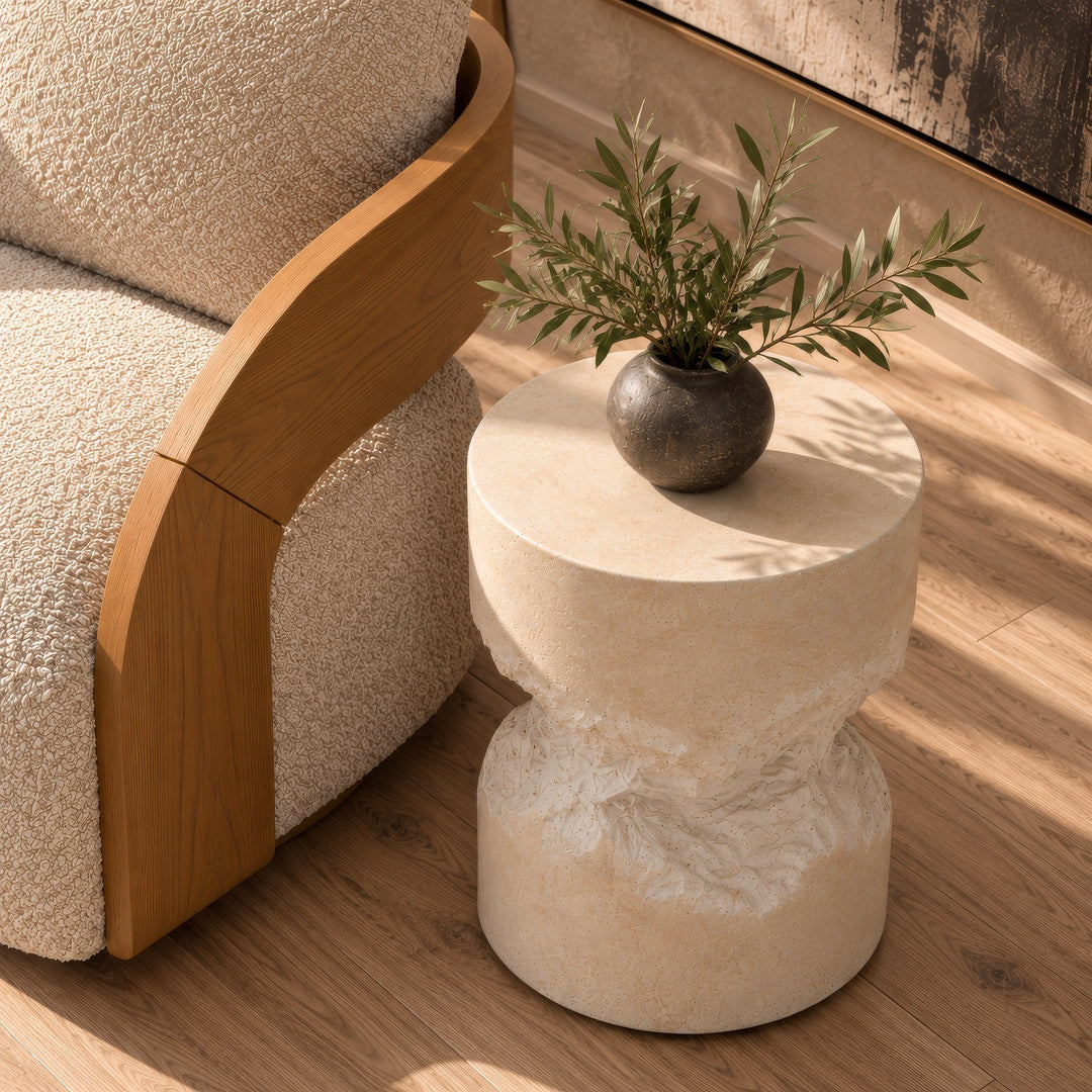 Bamba - Modern Cream Concrete End Table