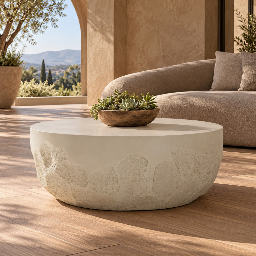 Elgon - Modern Grey Concrete Round Coffee Table