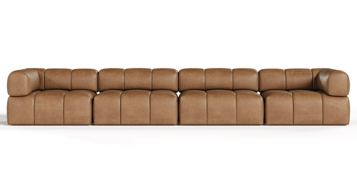 Everest - Modern Brown Leather Modular Sectional Sofa-4-Piece Sectional