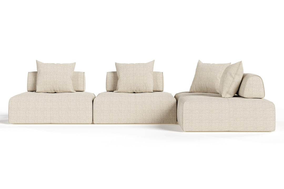 Mondo - Modern Modular Beige Fabric Sectional Sofa-4-Piece Sectional
