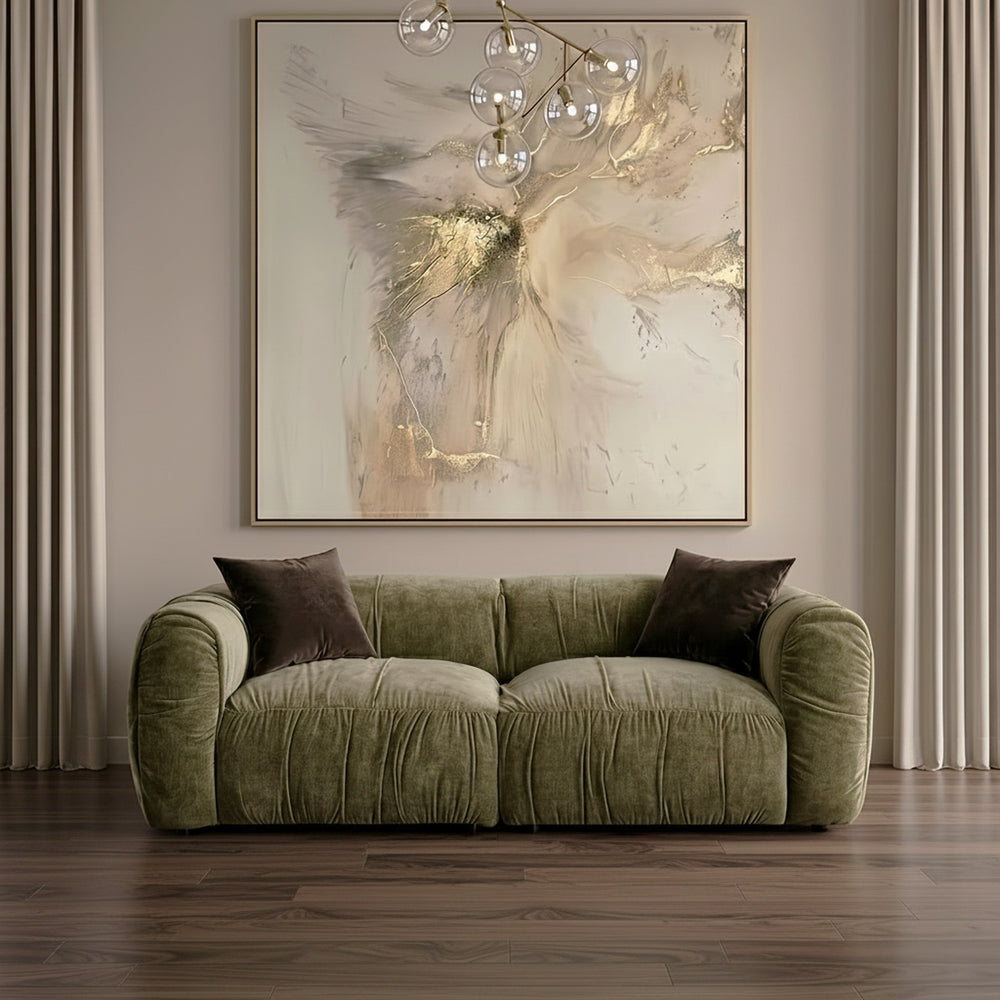 Siegal - Modern Olive Green Fabric Loveseat Sofa - View 10