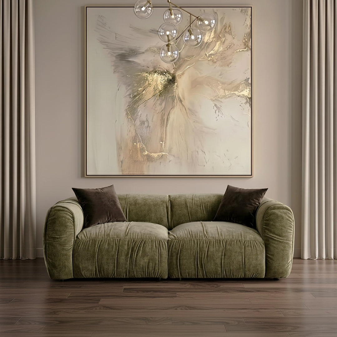 Siegal - Modern Olive Green Fabric Loveseat Sofa