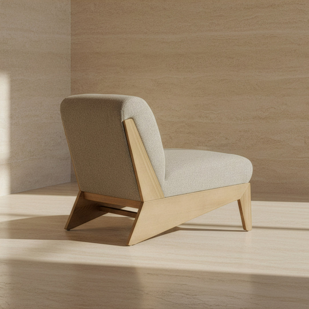 Vance - Modern Sand Fabric + Wood Accent Chair