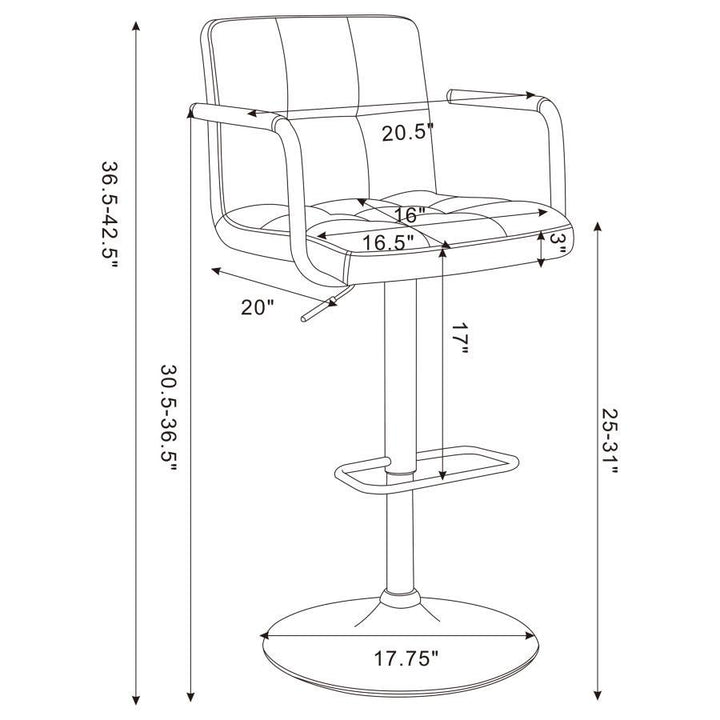 Palomar - Adjustable Height Bar Stool - White And Chrome