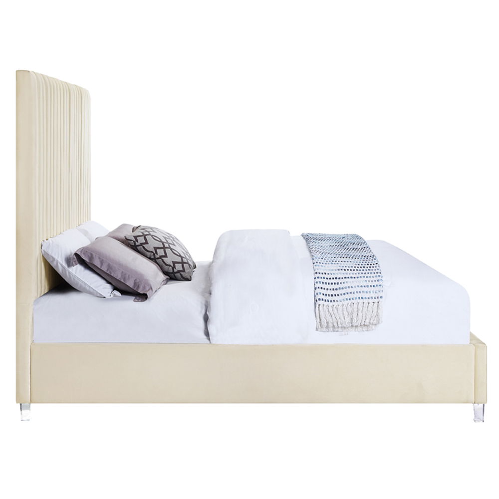 Edzia - Queen Bed - Beige Velvet