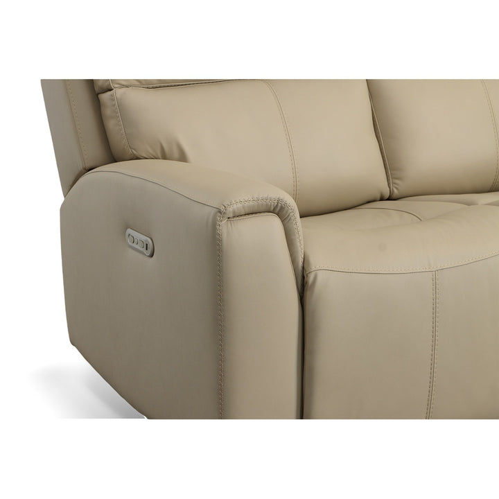 Jarvis Leather Power Reclining Loveseat with Power Headrests in Parchment