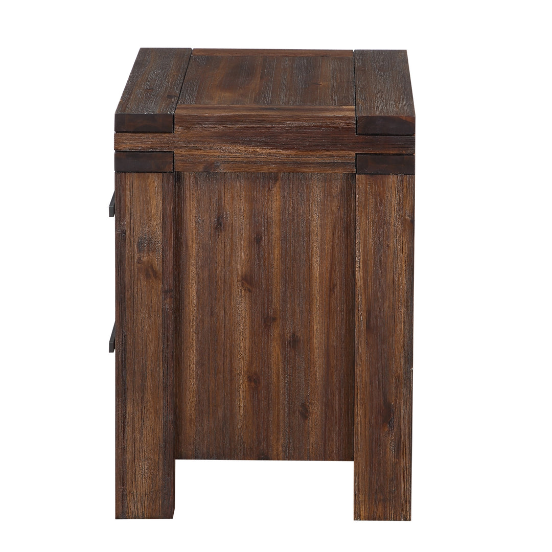Modus Furniture 3F4181 Meadow Two Drawer Solid Wood Nightstand In Brick Brown