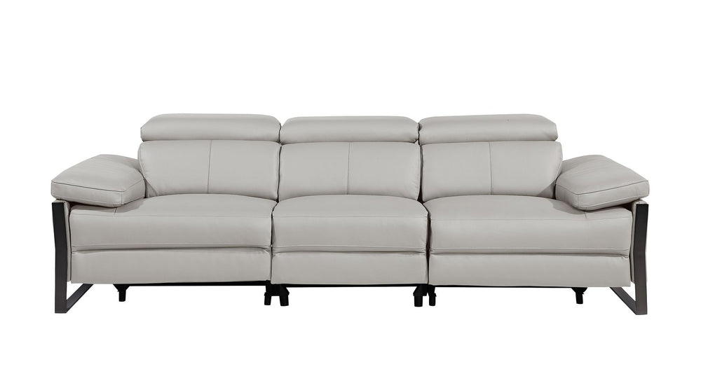 DivanItalia 1246 Modular Power Dual Reclining Sofa with Power Reclining Headrests – Top Grain Italian Leather - Light Gray