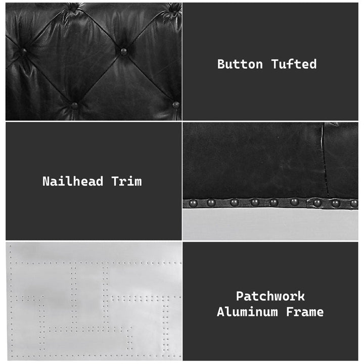 Brancaster - Sofa - Black Top Grain Leather & Aluminum