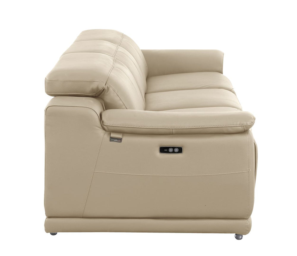 DivanItalia 9762 3-Piece Modular Power Reclining Sofa with 2 Power Recliners in Top Grain Italian Leather - Beige