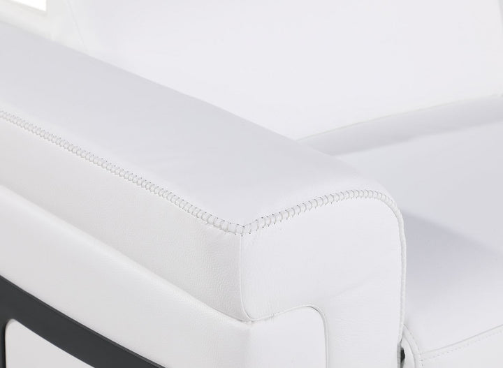 DivanItalia 1126 Top Grain Italian Leather Power Reclining Chair with Power Headrests - White
