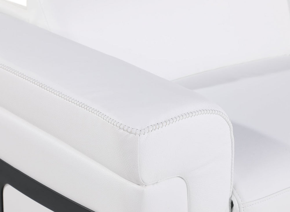 DivanItalia 1126 Top Grain Italian Leather Power Reclining Chair with Power Headrests - White