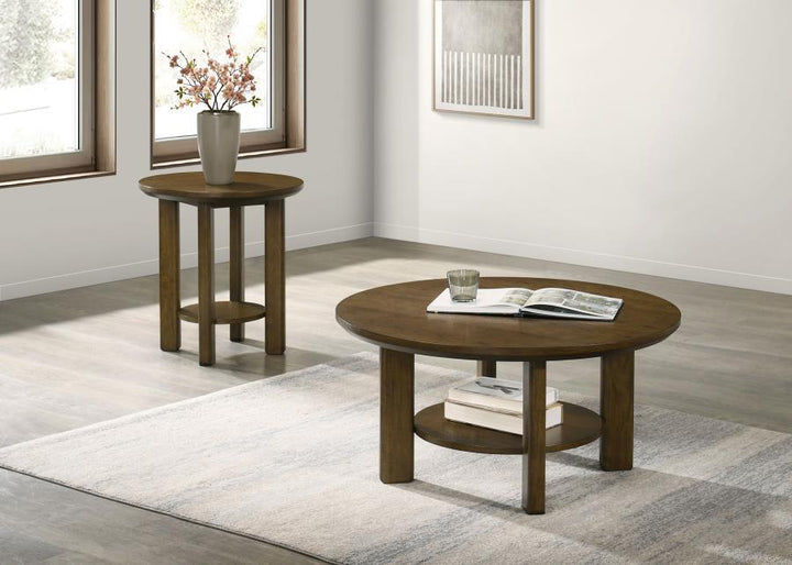 Coaster Furniture Ottowa - 2 Piece Round Wood Coffee Table Set - Brown