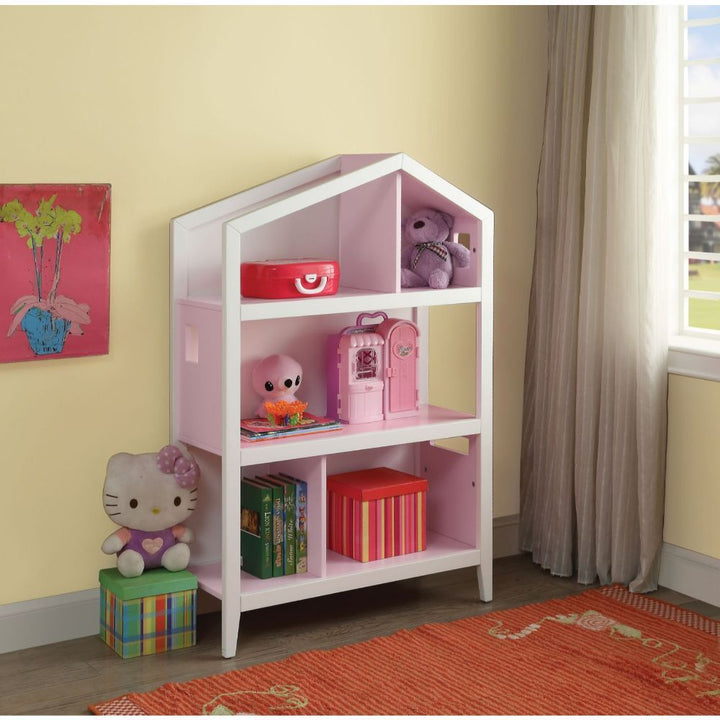 Doll Cottage - Bookcase - White & Pink