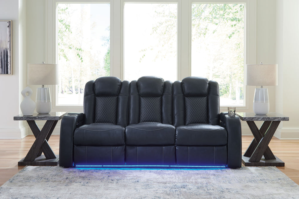 Fyne-Dyme - Power Reclining Sofa With Adj Headrest - Sapphire