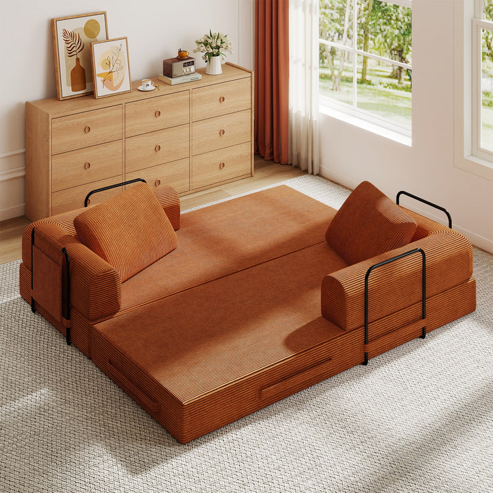 corduroy-convertible-sleeper-sofa-bed-with-pillow-organe