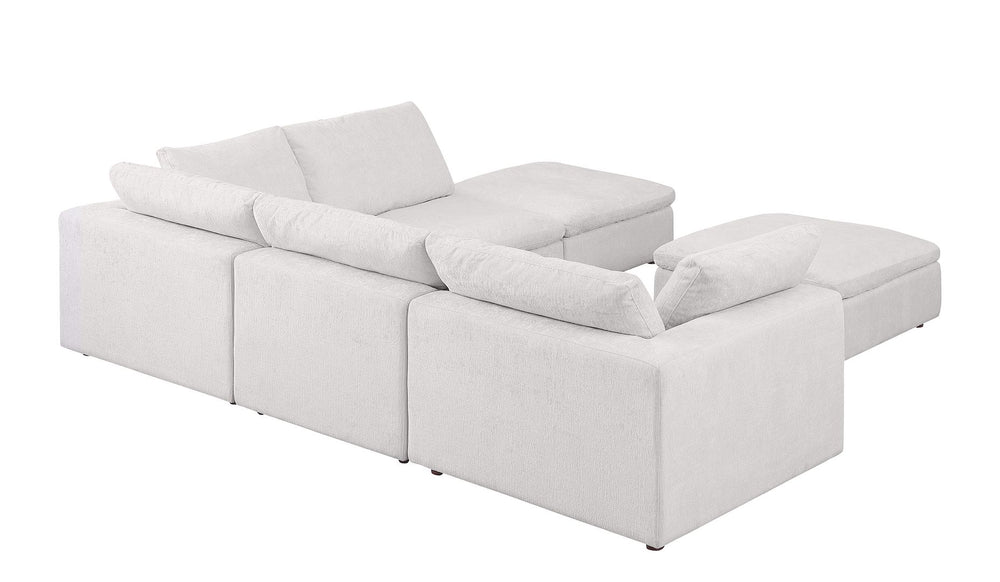 DivanItalia 1100 6-Piece Right Arm Facing 3-Seat Sectional – Top-Grain Italian Leather - Pearl