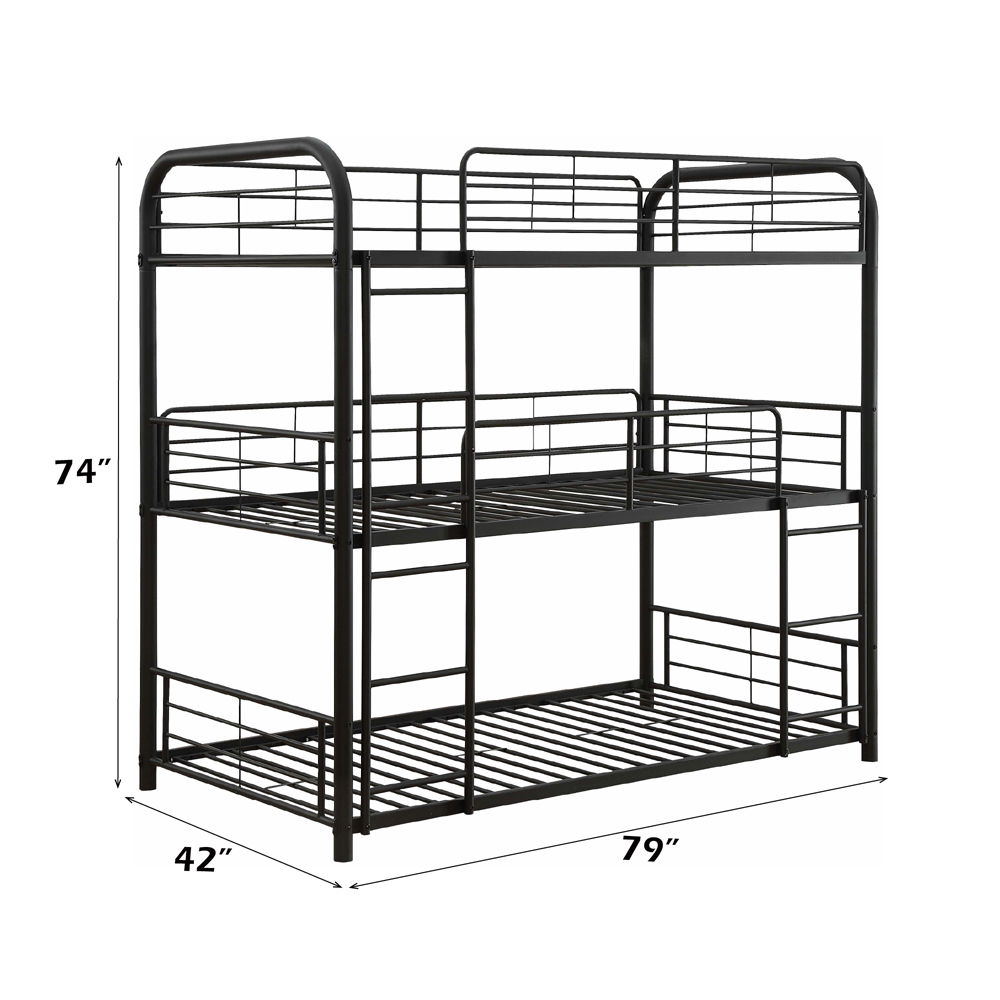 Cairo - Triple Twin Bunk Bed - Sandy Black