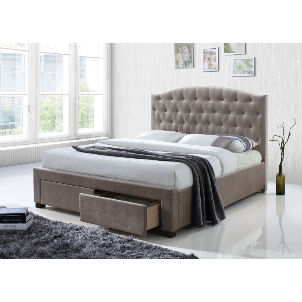 Denise - Eastern King Bed With Storage - Mink Fabric