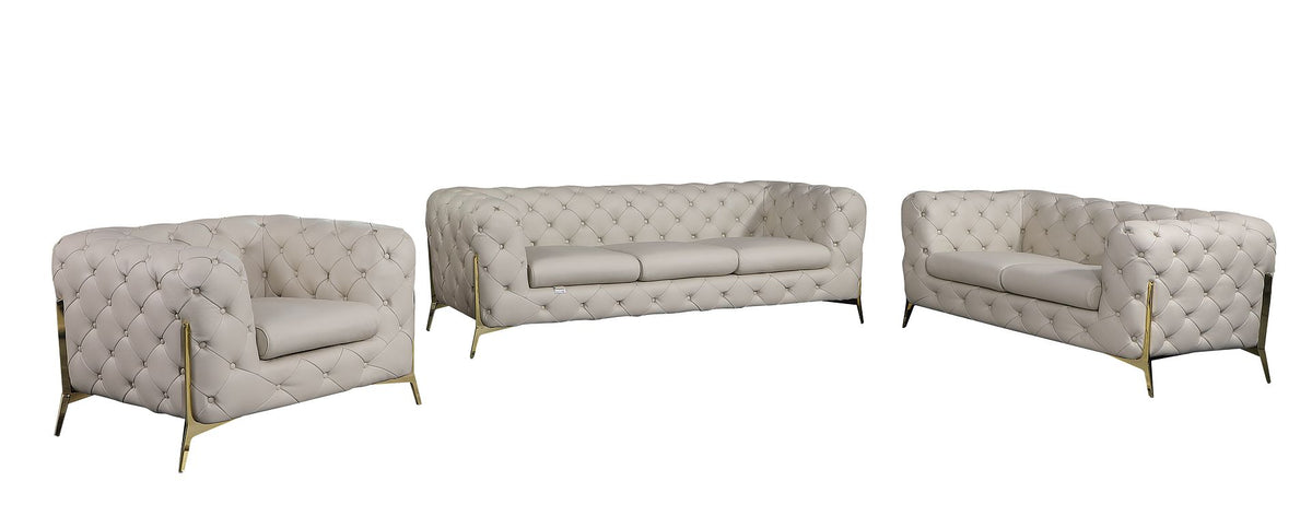 DivanItalia 970 3-Piece Sofa Set in Top-Grain Italian Leather - Cream