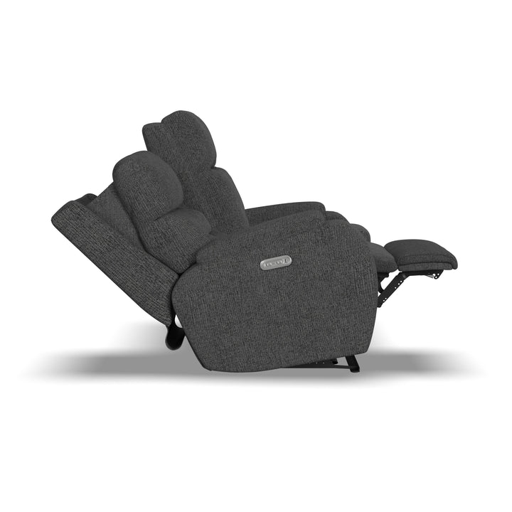 Strait Power Reclining Loveseat With Console &amp; Power Headrests Gray
